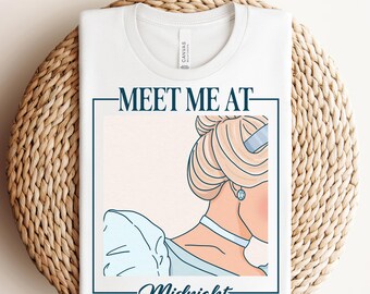 Transfert DTF Meet Me at Midnight, Prêt à imprimer Princesses Disney, transfert à chaud aquarelle Princesse Cendrillon, transfert DTF Disney Trip