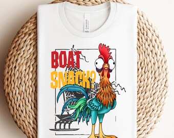 Disney Hei Hei Boat Snack DTF, Disney Moana Hei Hei listo para presionar, Hei Hei y Pua DTF, camisa de pollo Disney Moana, camisa Disney Moana Pua