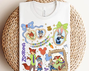 Disney Zootopia Klar för tryck, Nick Wilde och Judy Hopps DTF-överföring, Disney Zootopia Par DTF, Disney Familjesemesteröverföring, Zootropolis
