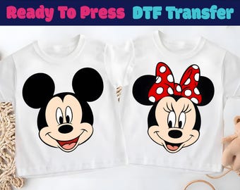 Mickey And Minnie Ready To Press,Mickey Mouse DTF,Minnie Mouse DTF Transfer,Mickey and Minnie Heat Transfer,Disney Family Trip DTF Transfers