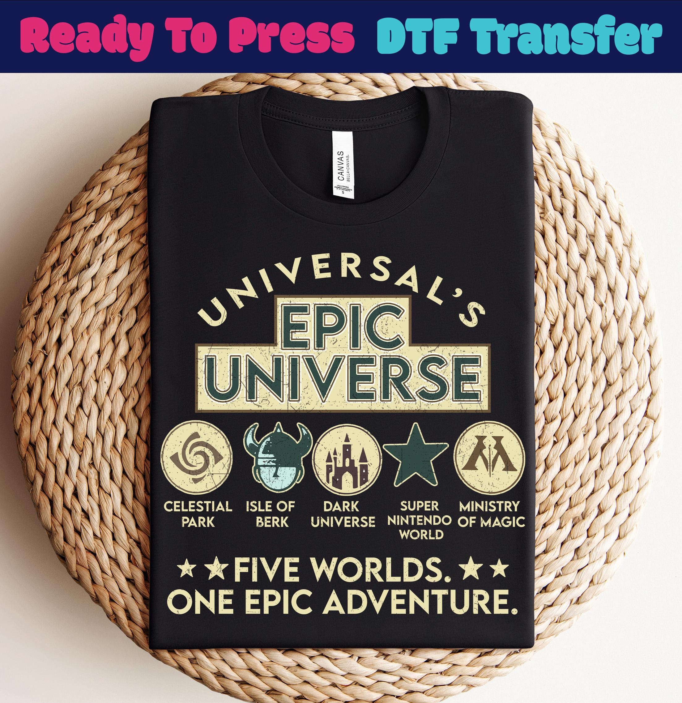 Personnages universels prêts à imprimer, DTF Universe Park Trip, Chemise dragon édenté, Transfert DTF Orlando Park Epic Universe, DTF universel 2026