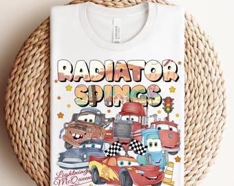 Disney Cars Ready topress, Lightning Mcqueen DTF, Radiator Springs DTF, Chemise de film Cars, Transfert Disney Cars, Lightning McQueen & Friends DTF