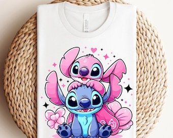 Disney Stitch Ready To Press, Stitch And Angel DTF Transfer, Stitch & Angel Ohana Shirt, Ohana Means Family DTF, Disneyland DTF Transfer