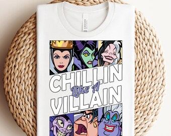 Chillin Like A Villain Ready To Press,Disney Villains Friends DTF,Evil Queens Heat Transfer,Villains Shirt,Evil Friends Tee,Girls Trip Shirt