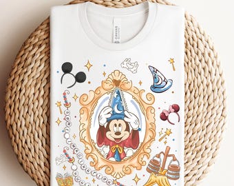 Mickey Fantasia Sorcerer pronto para impressão, transferências Disney Fantasmic DTF, transferências Mickey Mouse Magic Wizard DTF, camiseta Mickey Magic Wizard