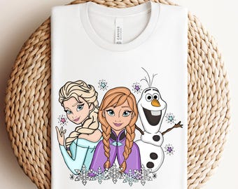 Disney Eiskönigin bereit zum Pressen, Prinzessin Elsa DTF, Elsa Anna Olaf DTF Transfer, Disney Elsa Gefrorenes Shirt, Elsa und Anna DTF, Gefrorenes Charakter-T-Shirt