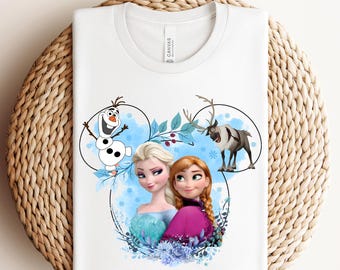 Disney Eiskönigin bereit zum Pressen, Prinzessin Elsa DTF, Elsa Anna Olaf DTF Transfer, Disney Elsa Gefrorenes Shirt, Elsa und Anna DTF, Gefrorenes Charakter-T-Shirt