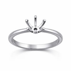 Rund solitärring i 925 sterlingsilver, infattning med 6 stift i förlovningsring