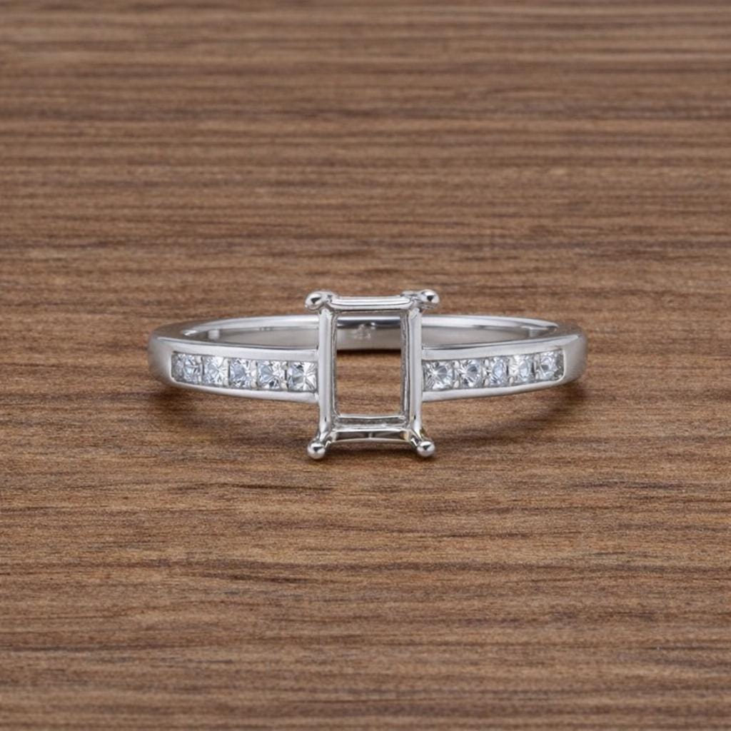 Emerald Cut Ring Setting 925 Sterling Silver Octagon