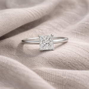 Princess Cut Square 925 Sterling silver Ring Engagement Solitaire Ring For Gift Women Jewelry