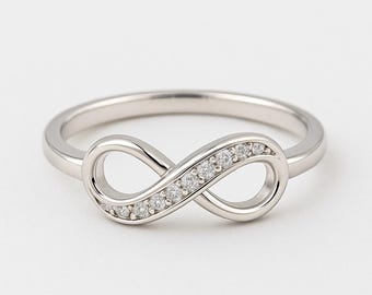 Sterling Silver Infinity Ring, Cubic Zirconia Promise Ring