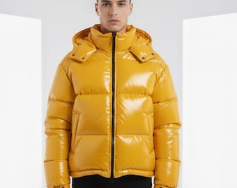 Uniseks metallic pufferjack: moderne glanzende streetwear-jas