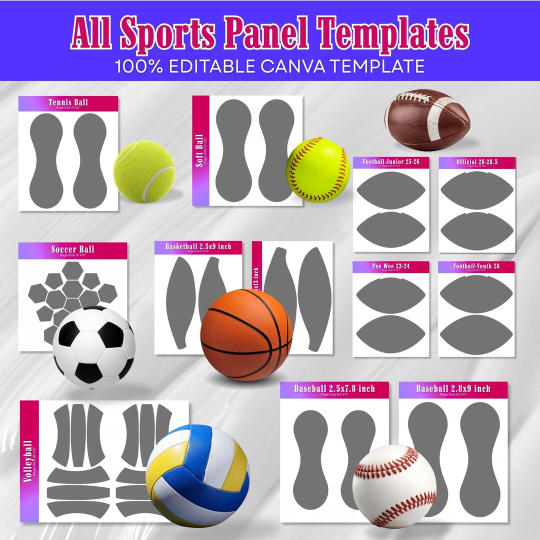 All Sports Ball Panel Templates, Editable Canva Design (digital ...