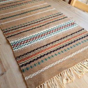 Hand woven Table runner Table cloth Tapestry Wall hanging Rug Scandinavian Norwegian Wool
