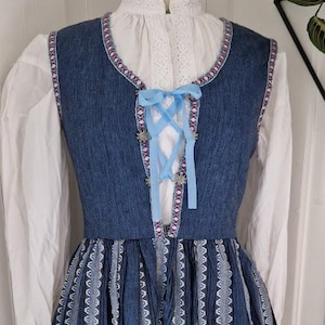 Vintage Blue Traditional Norwegian Bunad Folk costume Hverdagsbunad Summer Bunad Handmade 60s 70s Medium