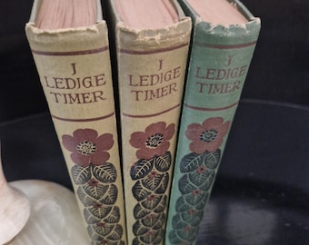 Set of 3 Norwegian Antique Books 1907 History Nostalgic I ledige timer