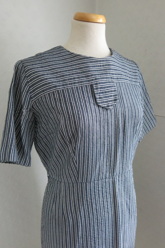 Gray Striped Dress Suit Jacket Bolero 40s 50s Larg