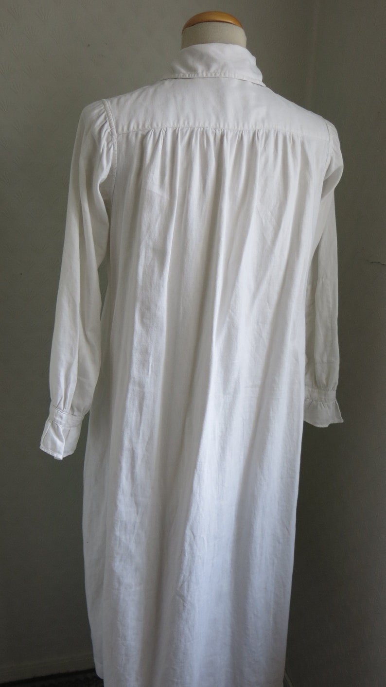 Antique White Cotton Gothic Victorian Edwardian 20s Dress Night Gown Medium Large Norwegian image 7