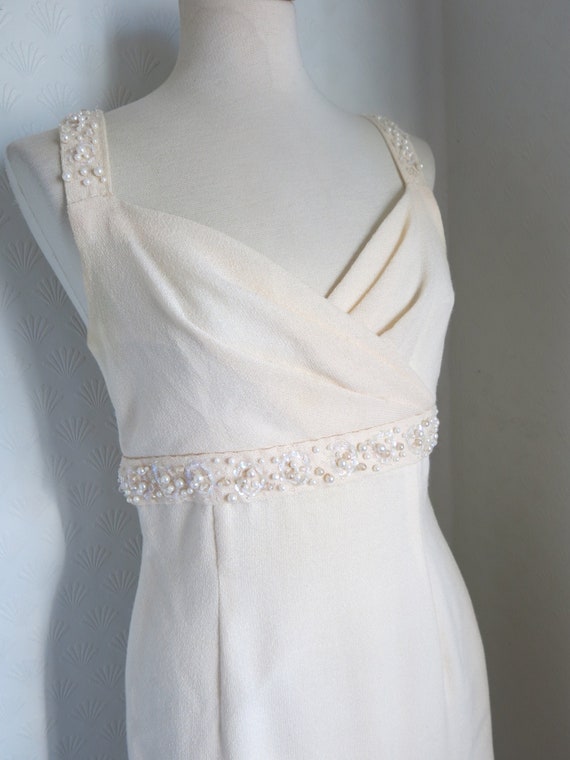 Cream 50s 60s Hourglass Beaded Dress Svend Michels