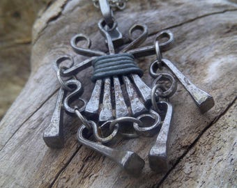 Norwegian Scandinavian Brutalist Mid Century 70s Pewter Necklace Handmade