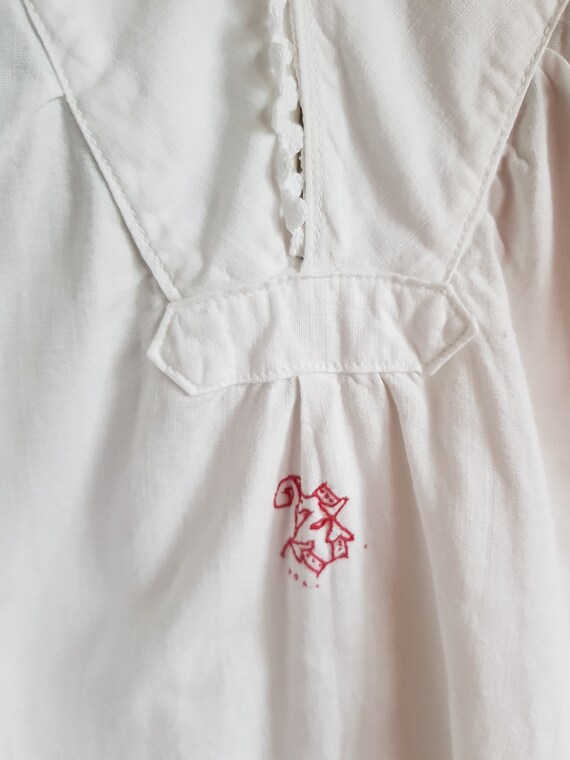Antique White Cotton Handmade Monogram Embroidery… - image 4