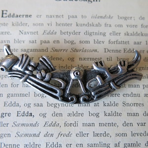 Tinn-Per EDDA Norwegian Pewter Brooch Norse Abstract Viking Pagan Motiv Dragon Style