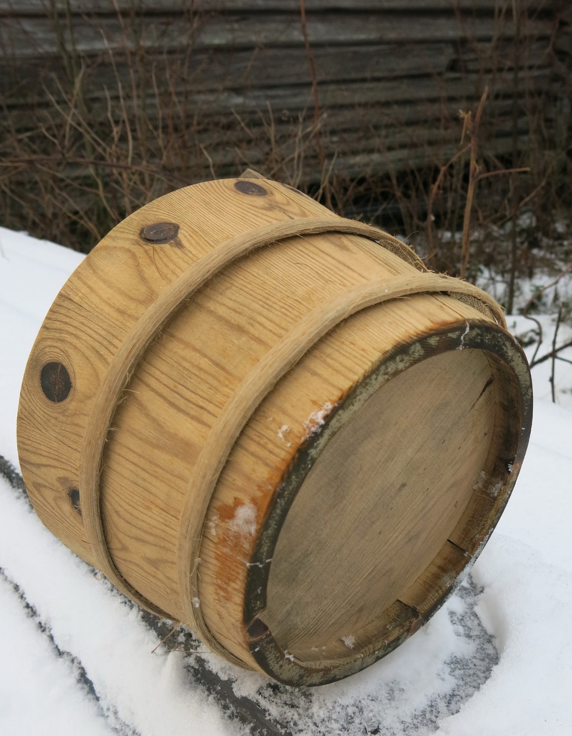 Antique Wooden Bentwood Milk Bucket Planter Firkin Container Etsy