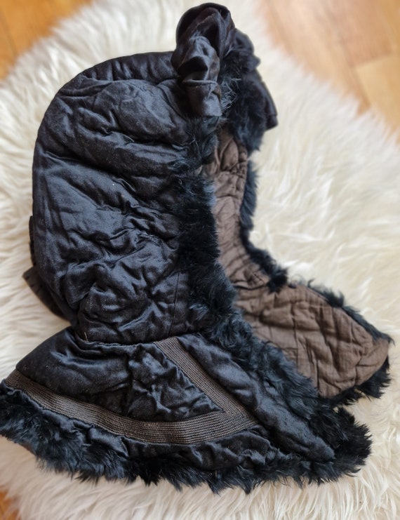 Rare Antique Victorian 1800s Norwegian Fur Silk Q… - image 6