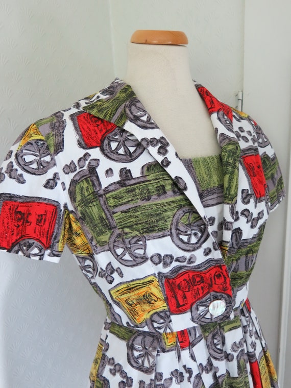 Novelty print Train Cotton Dress Jacket Set Suit 5
