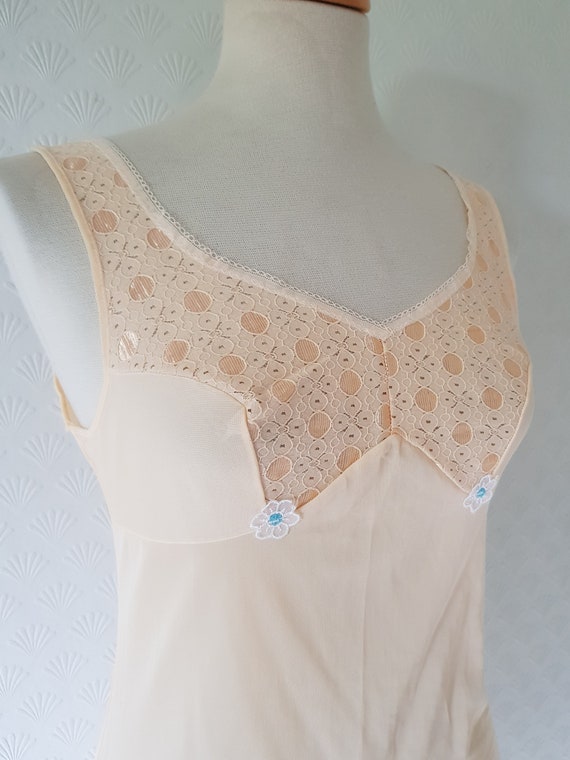Nude Lace Flower Applique 60s 70s Slip Dress Small Medium - Etsy