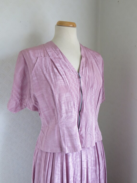 40s Dress with matching Jacket Bolero Maxi Mauve D
