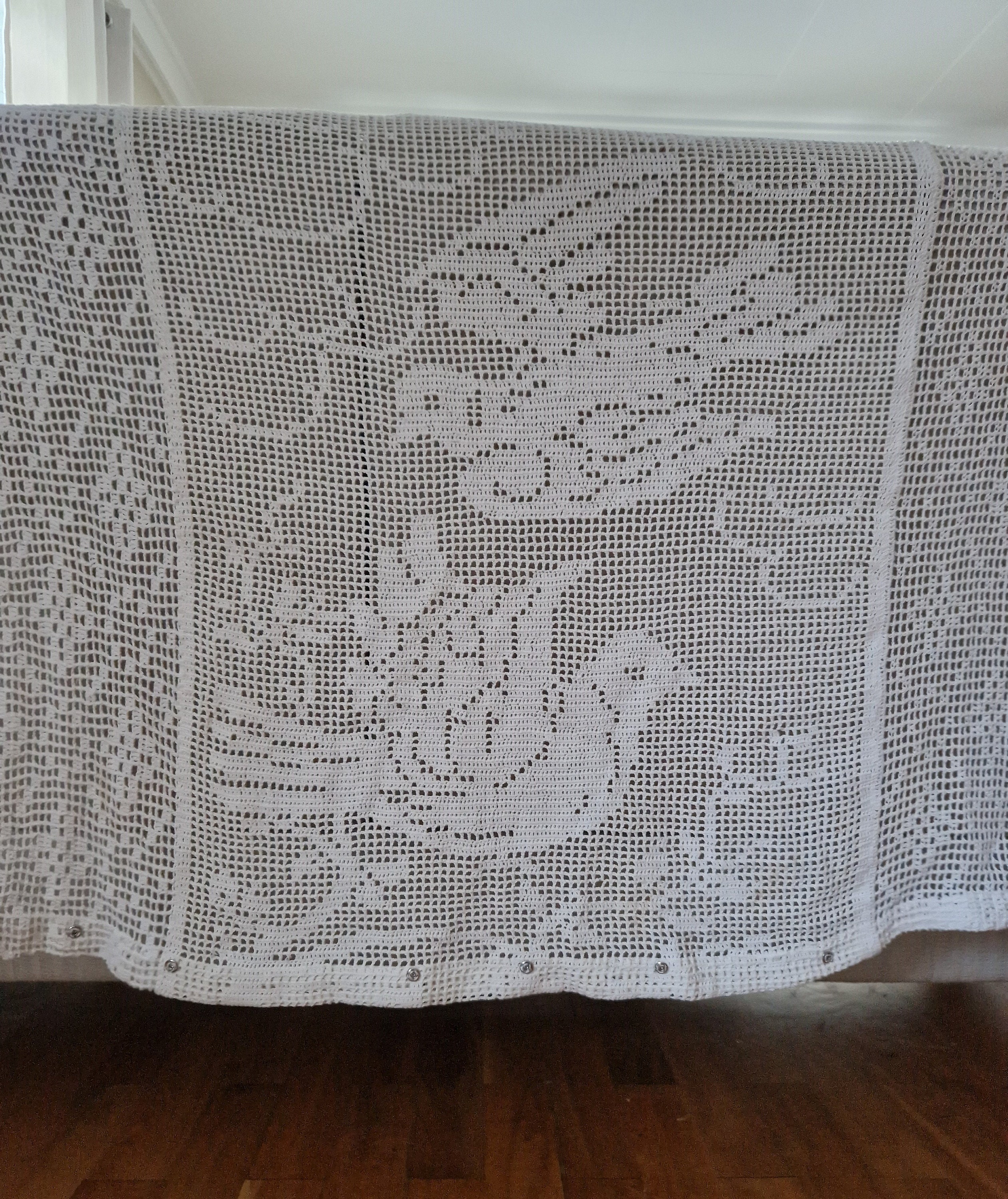 Rare Antique Handmade Crochet Lace Birds Floral Panel Curtain Wall decor Norwegian Scandinavian