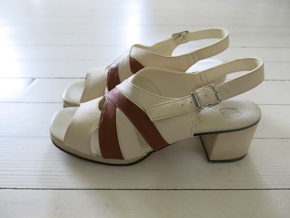 60s 70s Deadstock Platform sandals Shoes Mod Beige