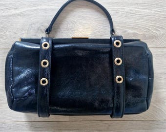 Black Red Gold Studded 1960s 1970 Scandinavian Danish Purse Handbag