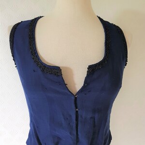 Antique Norwegian Blue Black Victorian Top Bodice Handmade Hand sewn AS IS