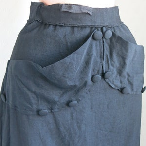 30er 40er Viktorianisch Edwardian Stil Schwarz Rock Taschen Knöpfe Extra Klein