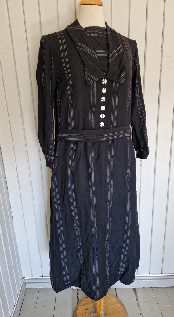 Antique Edwardian 20s Black White Striped Sailor … - image 2