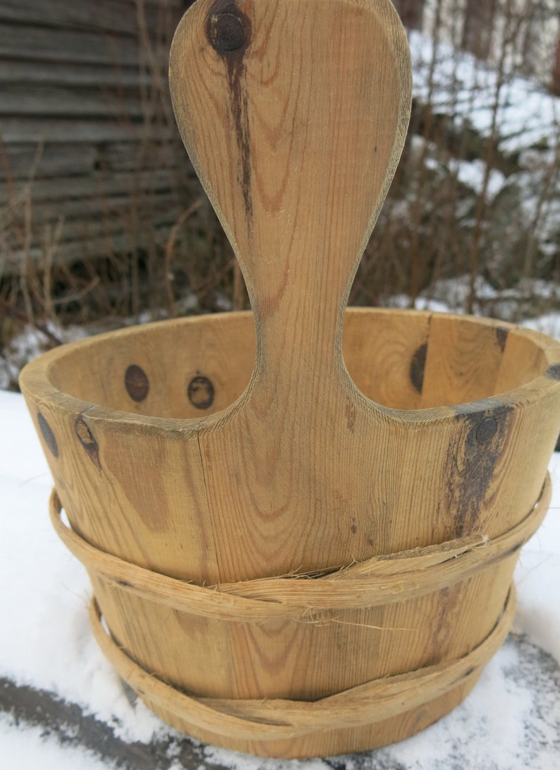 Antique Wooden Bentwood Milk Bucket Planter Firkin Container Etsy