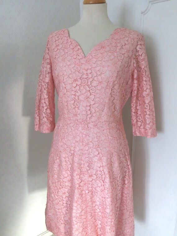 Pink lace 50s dress Large