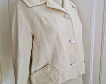 40s 50s White Wool Norwegian Jacket Medium