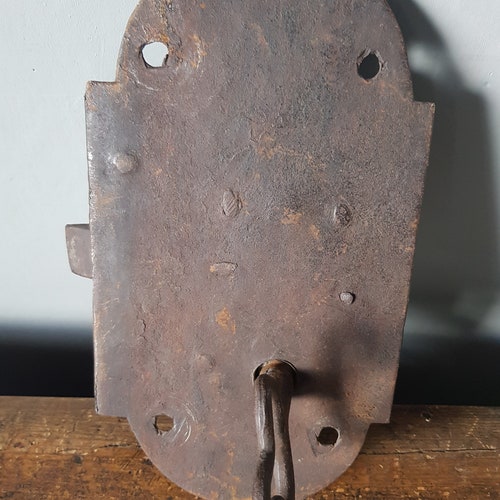 Antique Iron shops Handmade Hand Forged Door Lock Door Knob 19th Century 1800s Primitive Rustic Scandinavian Norwegian