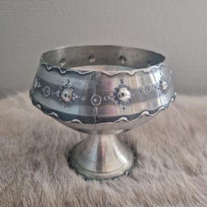 Norwegian Pewter Tinn Bowl Handmade Scandinavian Antique Rustic Medieval Viking Style Decor