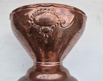 Norwegian Hand made Bowl Pot Planter Vase Antique Copper Art Nouveau Jugendstil Arts and Craft