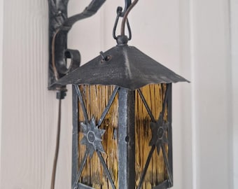 Mid Century Scandiavian Black Metal Gothic Victorian Style Lantern Sconce Wall lamp Antique Style