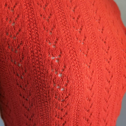 30s 40s Norwegian Sweater Wool Brick Red shops Beautiful Pattern Handmade Small