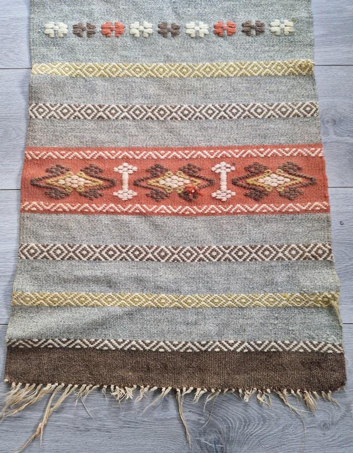 Scandinavian Hand woven Runner Tapestry Table cloth Wall hanging wool Antique style