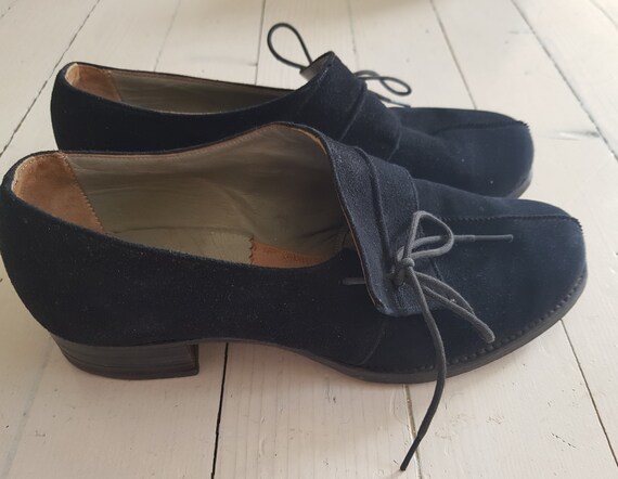 40s 30s Black Suede Lace up Oxfords  Norwegian  S… - image 8