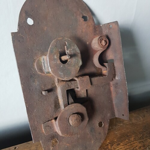 Antique Iron shops Handmade Hand Forged Door Lock Door Knob 19th Century 1800s Primitive Rustic Scandinavian Norwegian