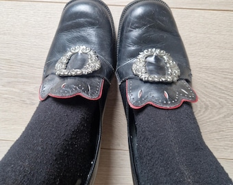 Vintage Norwegian Black Shoes Bunad Tradidional Folk Costume Size EU 39