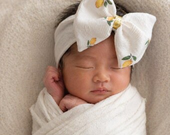 Baby headband with mega lemon bow